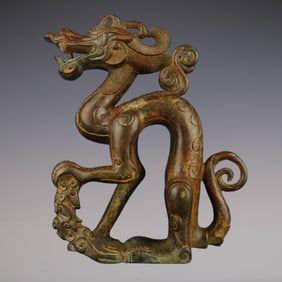 An Exquisite Bronze With Inscription Dragon Ornament