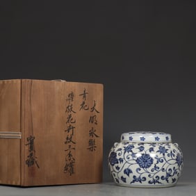 An Exquisite Blue and White Lotus Pattern Jar
