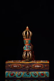 An Exquisite Bronze Dzi Bead Painted Color Vajry Pestle