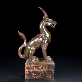 An Exquisite White Jade Auspicious Beast Seal