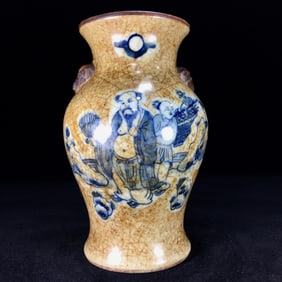 An Exquisite Chenghua yao Painted Color Character and Story Pattern Double-Ears Vase