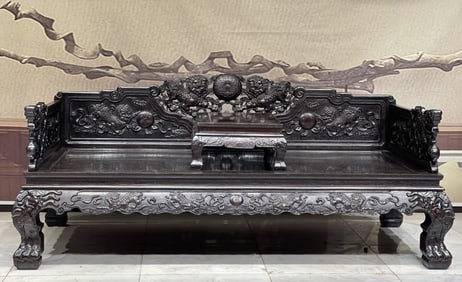 A Huge Zitanwood Lion Pattern Bed