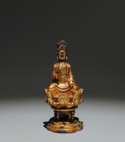 A Solemn Gilt Bronze Buddha Statue