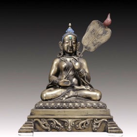 A Solemn Silver Statue of Bodhisattva