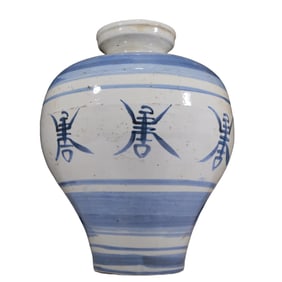 An Elaborate Blue And White 'Shou-Character' Korean Jar