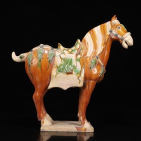 An Rare Tang Tri-Color Glazed Pottery Horse Ornament
