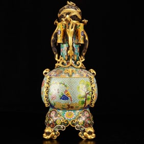 A Huge Cloisonne Flower and Bird Pattern Dragon-Ears Beast-Legs Censer