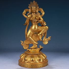 A Solemn Gilt Bronze Statue of Bodhisattva