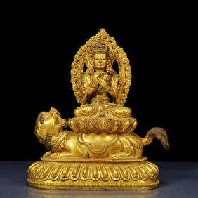 A Solemn Gilt Bronze Statue of Manjusri