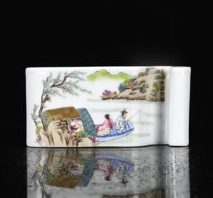 An Exquisite Enamel Landscape and Figure Pattern Paper Weight