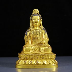 A Solemn Gilt Bronze Statue of Avalokitesvara