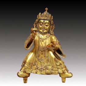A Solemn Gilt Bronze Statue of Mammon