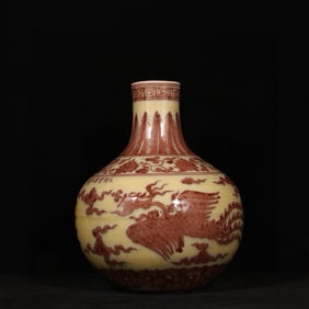 An Exquisite Underglaze-Red Auspicious Cloud and Phoenix Pattern Vase