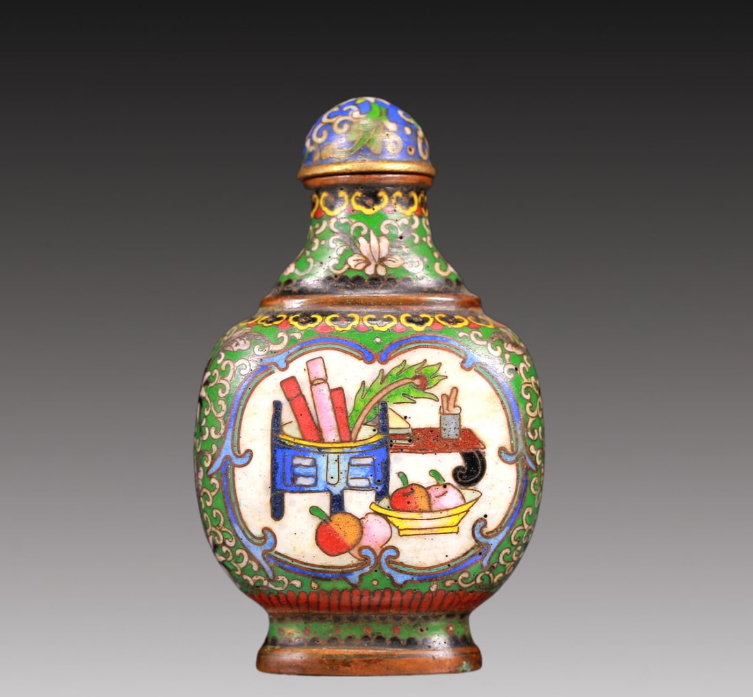 A Gorgeous Cloisonne 'Stationery' Snuff Bottle (1 of 7)