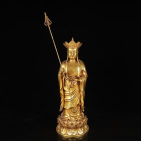 A Huge Gilt Bronze Statue of Kshitigarbha Bodhisattva