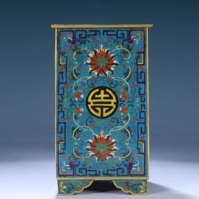 An Exquisite Cloisonne Lotus Pattern Four Legs Brush Pot