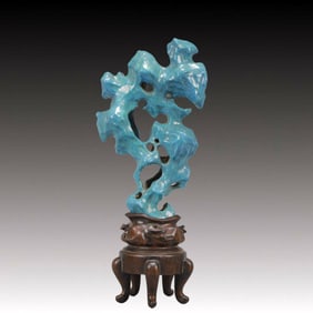 An Exquisite Robin's-Egg-Glazed Rockery Ornament