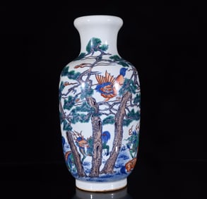 A Rare Doucai Pine and Kylin Pattern Vase