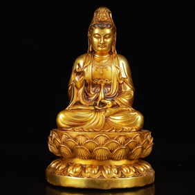 An Exquisite Gilt Bronze Statue of Avalokitesvara