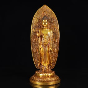 An Exquisite Gilt Bronze Statue of Sakyamuni