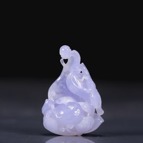 Natural Purple Jadeite Lotus Pendant