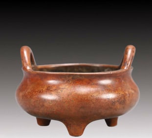 An Exquisite Bronze Double-Ears and Tripod Censer