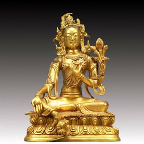 A Solemn Gilt Bronze Statue of Tara