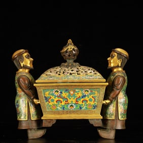 A Rare Cloisonne Lotus Dragon Pattern Censer