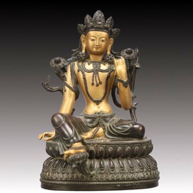 A Solemn Gilt Bronze Statue of Tara