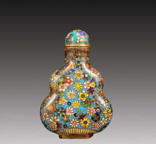 A Gorgeous Cloisonne 'Flower' Gourd-Form Snuff Bottle