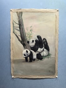 A Chinese Ink Painting of Panda on Paper,Wu Zuoren