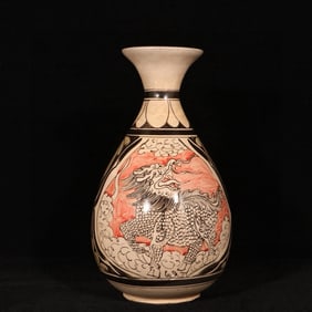 An Exquisite Cizhou yao Kylin Pattern Vase