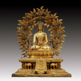 A Solemn Gilt Bronze Statue of Sakyamuni