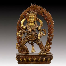 A Solemn Gilt Bronze Statue of Mammon