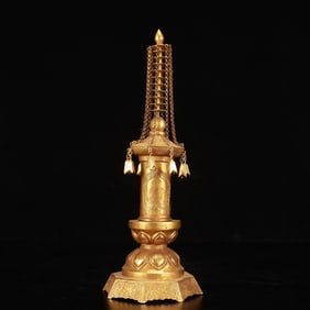 An Exquisite Gilt Bronze Pagoda