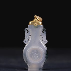 18K Gold Natural Jadeite Vase Pendant