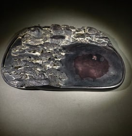 A Huge Landscape and Figure Pattern Inkstone