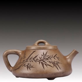 An Exquisite Purple Sands Bamboo Pattern Teapot