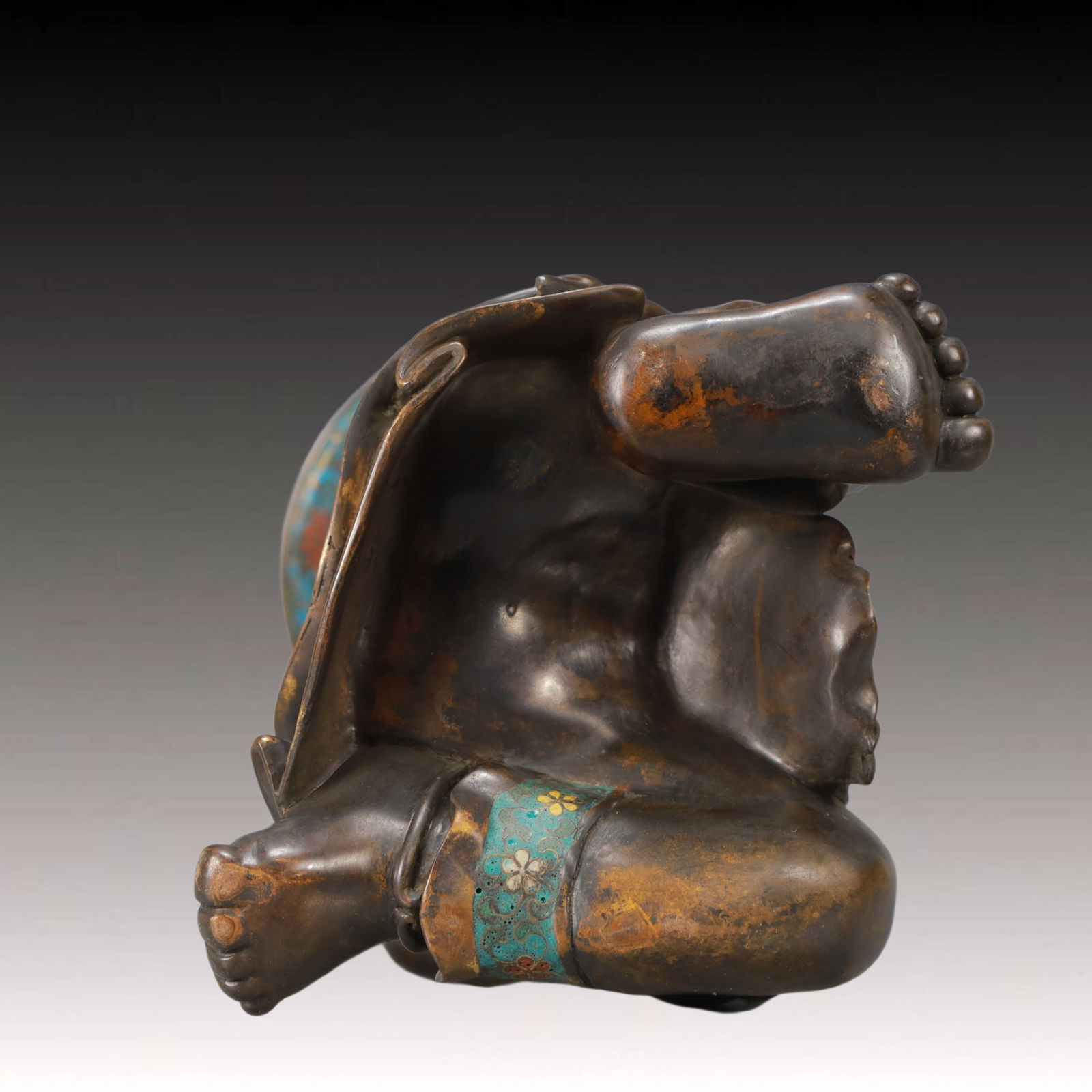 A Pair of Huge Cloisonne Lotus Pattern Figure Candlesticks - 10