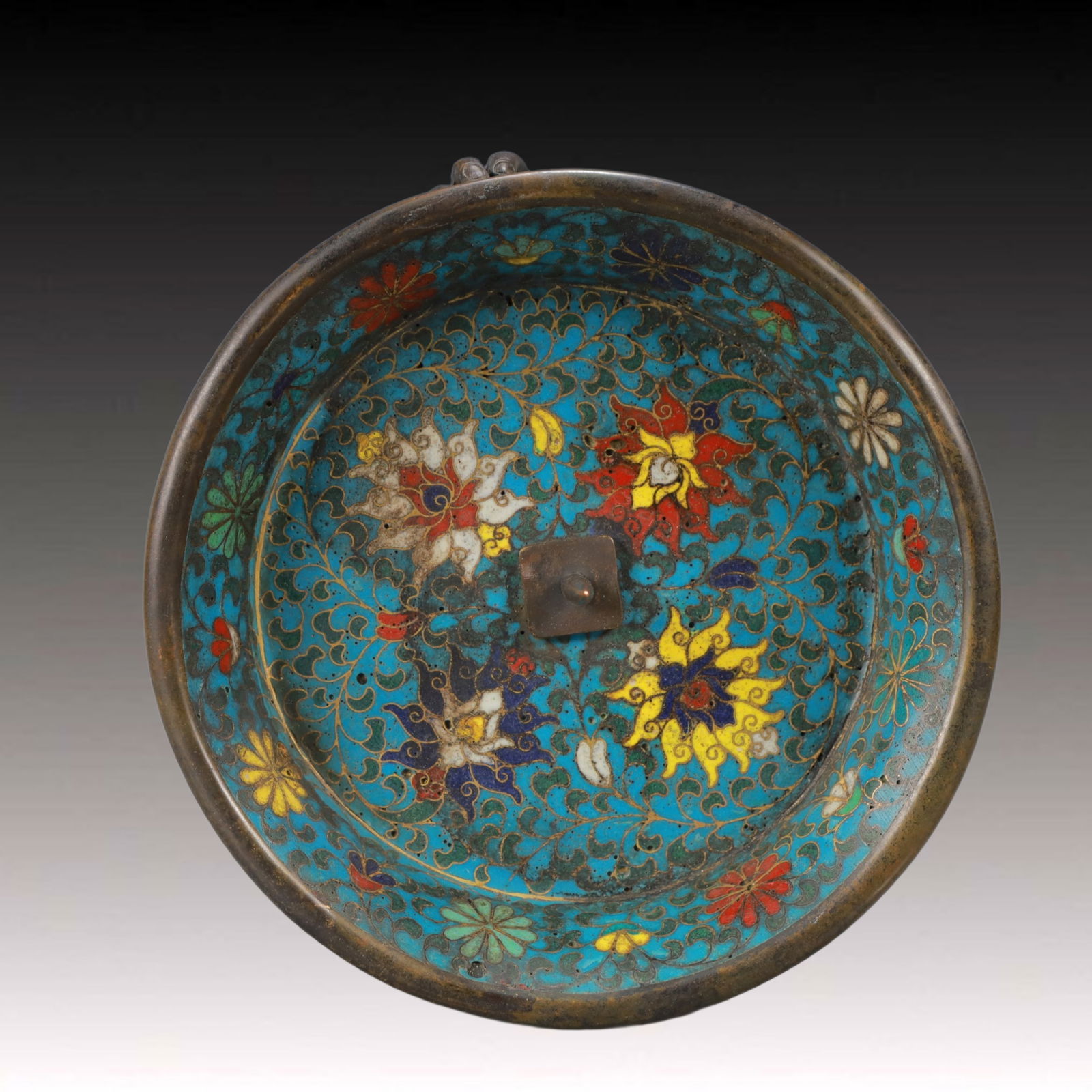 A Pair of Huge Cloisonne Lotus Pattern Figure Candlesticks - 9