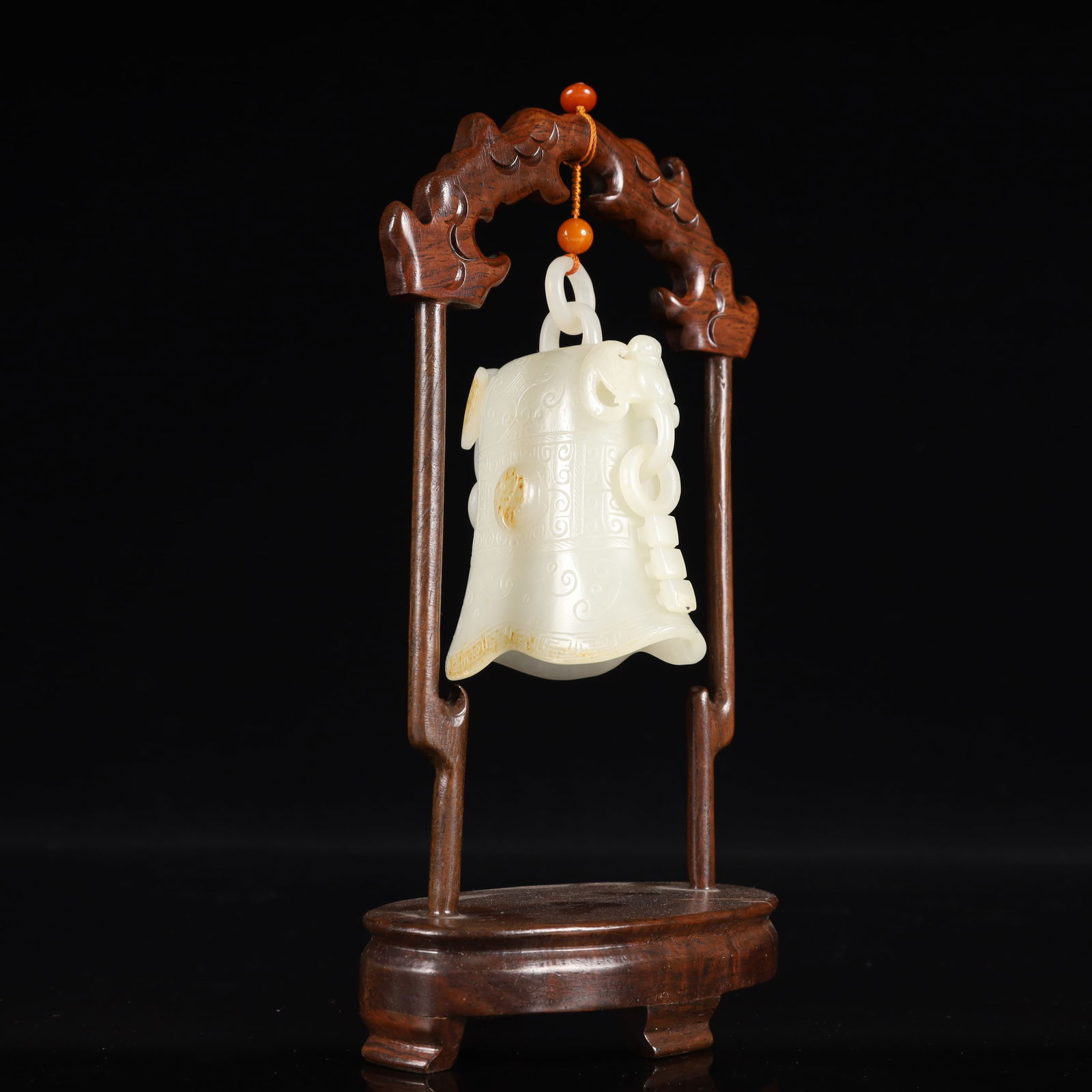 An Exquisite White Jade Trigram Pattern Chime - 4