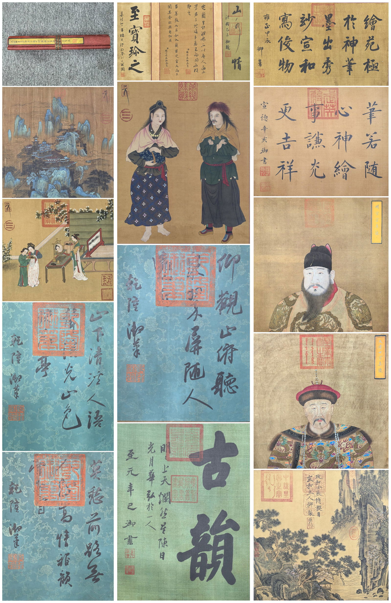 A Chinese Hand Scroll Ink Painting of Landscape and Figure on Silk,Song Huizong (1 of 18)