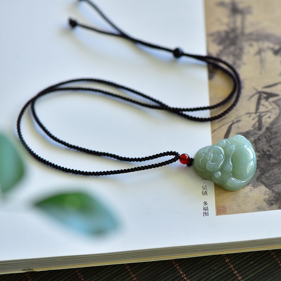An Exquisite Greenish Jade Maitreya Buddha Pendant: An Exquisite Greenish Jade Maitreya Buddha Pendant,Size:30mmx31mm ???????????