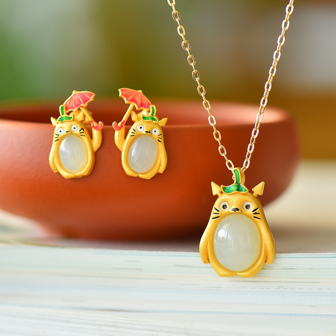 A Set of Fine Sterling Silver-Gold Plated Inlaid White Jade Jewelrys: A Set of Fine Sterling Silver-Gold Plated Inlaid White Jade Jewelrys, ???????????