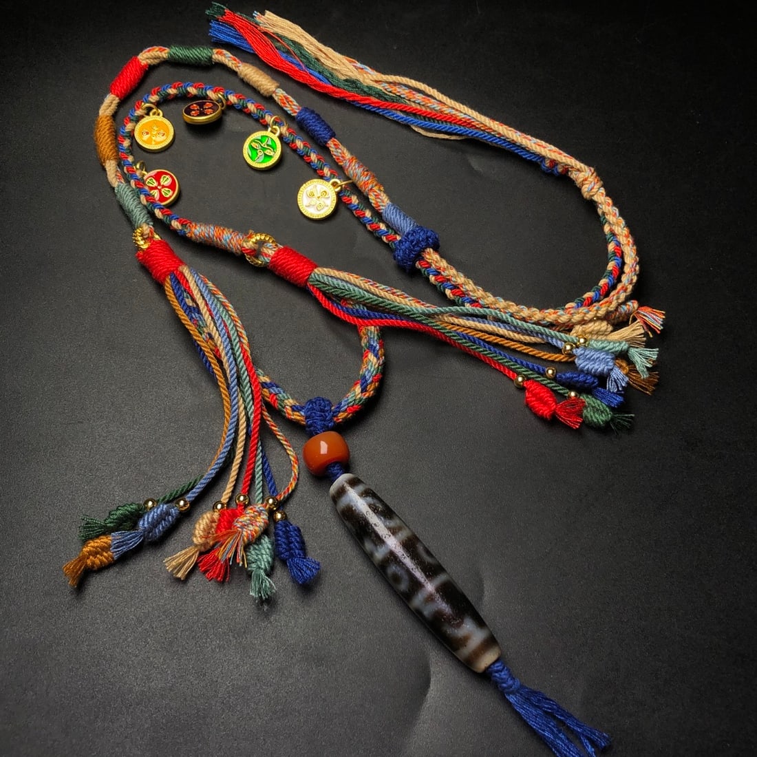 An Exquisite Dzi Bead Necklace: An Exquisite Dzi Bead Necklace,Size:59mmx13mm ?????