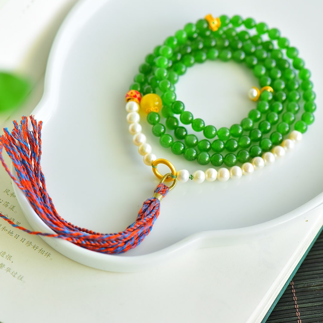 An Exquisite Jasper Pearls Necklace: An Exquisite Jasper Pearls Necklace,Size:6mm ???????