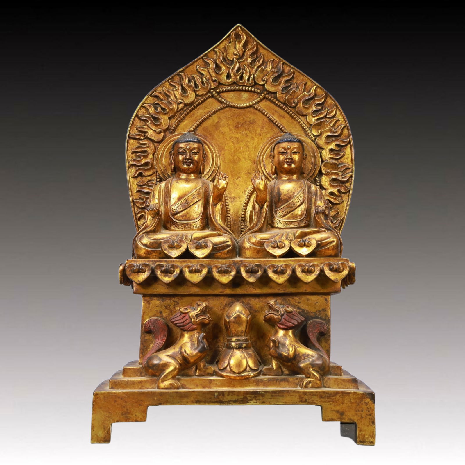 A Solemn Gilt Bronze Statue of Sakyamuni: A Solemn Gilt Bronze Statue of Sakyamuni,Ming Dynasty, China,Size:9.4inx7.3inx15.4inWeigh:12000g 铜鎏金释迦牟尼,中国明代
