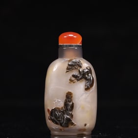 An Exquisite Agate Landscape and Figure Pattern Snuff Bottle