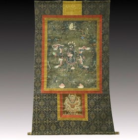 A Rare Brocade Painted Color Statue of Vajra Tangka