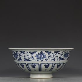 An Exquisite Blue and White Flower and Bird Pattern Bowl